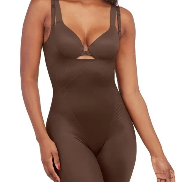 SPANX Shapewear for Women Open-Bust Mid-Thigh Bodysuit - Medium (Chestnut), NWT - Picture 1 of 1